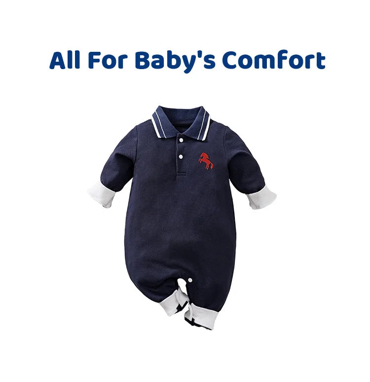 Newborn Clothes With Spurs Embroidered Cotton Comfortable 0-18 Boys And Girls Spring And Autumn Long Sleeved Baby Jumpsuit
