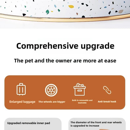 Luxury PU leather pet stroller,Car Pet Basket,lightweight Foldable Dog Travel Stroller,Portable Outdoor Cat and Dog Stroller