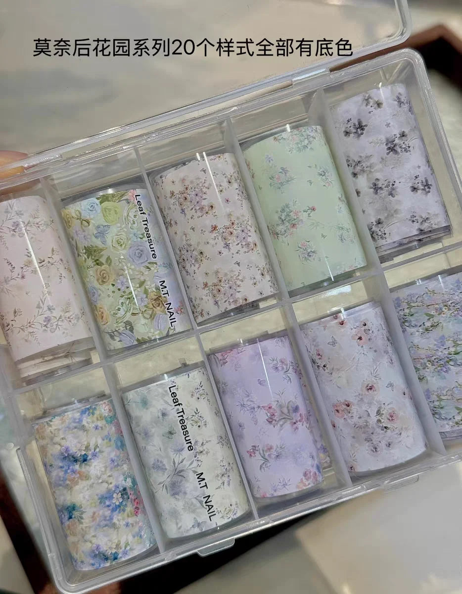 10Rolls Lacce Flower  Nail Foils Transfer Paper  Nail Art Stickers  Manicure Set Decal  Nails Decoration