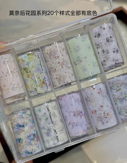 10Rolls Lacce Flower  Nail Foils Transfer Paper  Nail Art Stickers  Manicure Set Decal  Nails Decoration