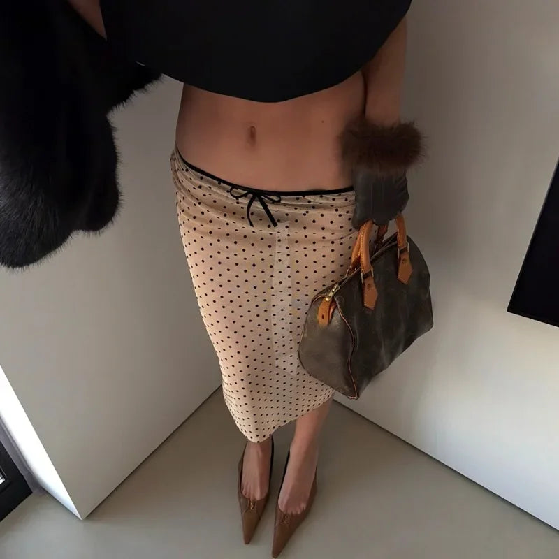 Talenza Elegant Lace Midi Skirts Women's Summer New Sexy Lace Patchwork Skirts Casual Party Commuting High Waist Women's Skirts