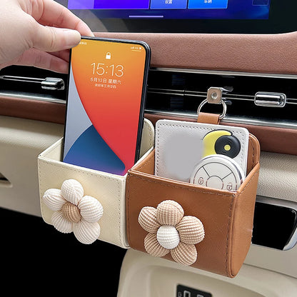 Cute Cartoon Car Outlet Air Vent Trash Box for Auto Mobile Phone Holder Pouch Organizer Auto Styling Flower Hanging Storage Bag