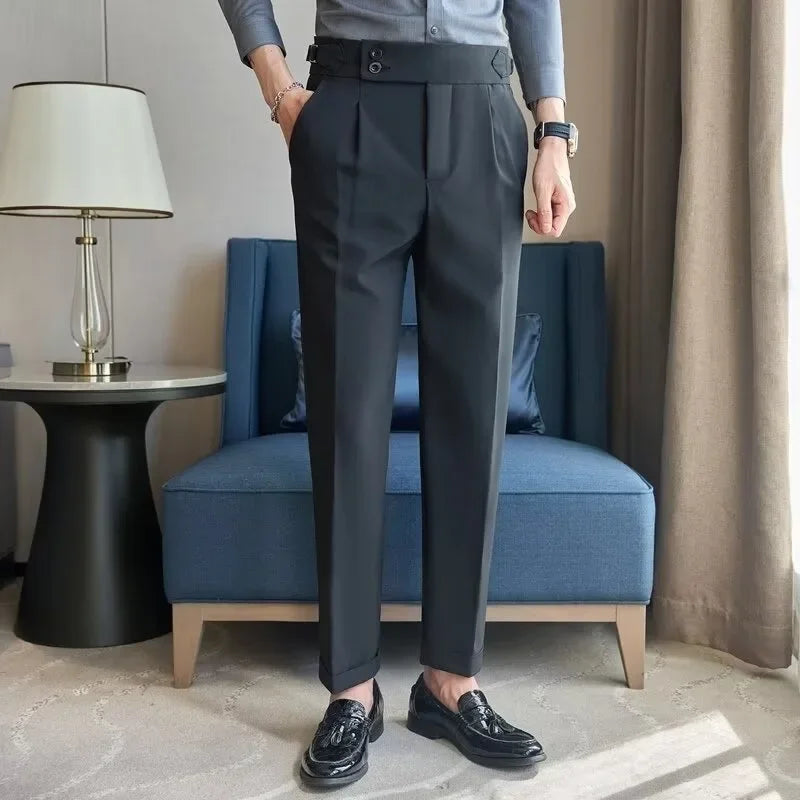 Business Casual Men's Suit Pants Breathable Versatile Korean Style Lightweight Luxury West Pants for Office Work Slim Fit