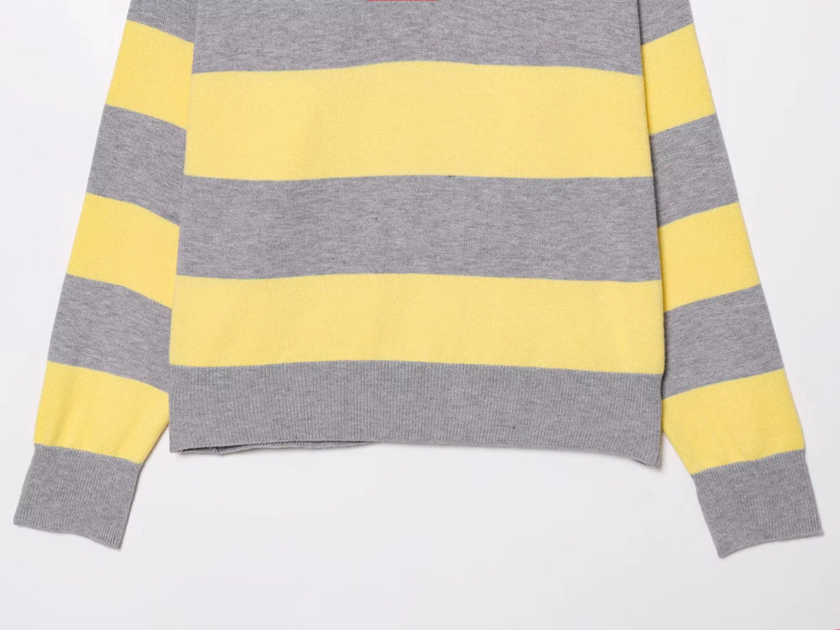 Sweater knitted Pullover Women's Spring 2026 New Fashion Striped Loose Polo neck Warm Women Sweater Chic Youth Holiday Pullover