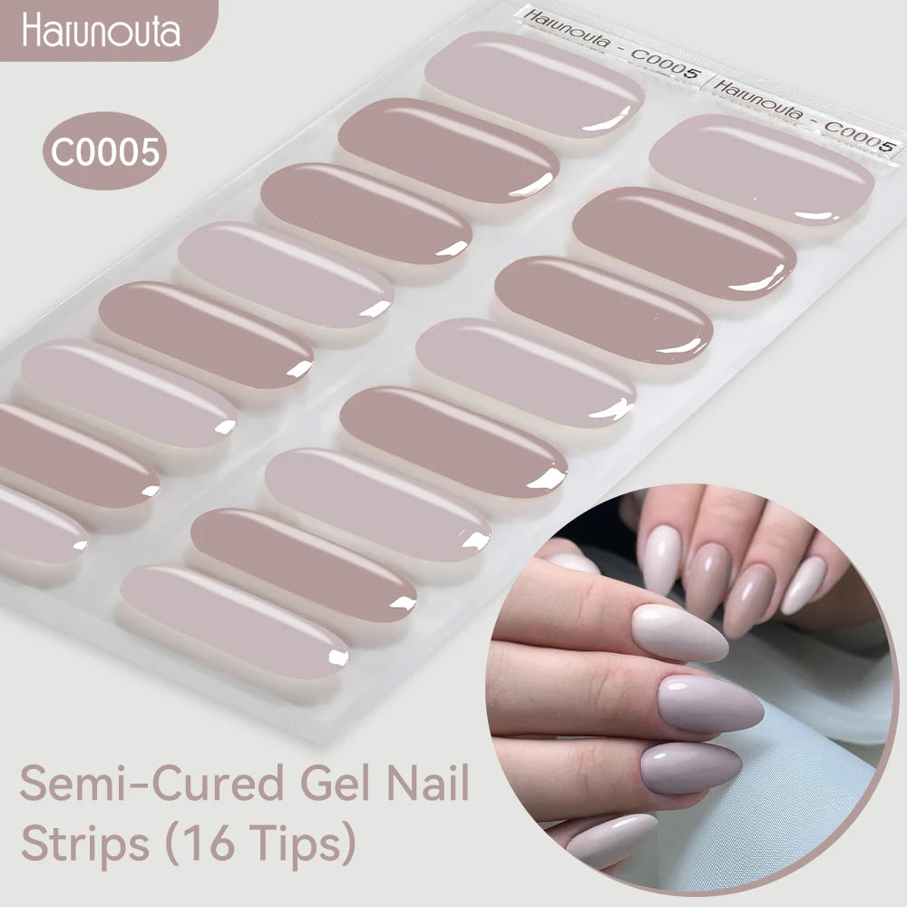 Gradient Auroras Semi Cured Gel Nail Strips Sparkly Shinning DIY Gel Polish Stickers for Nails Works with UV/LED Nail Lamps