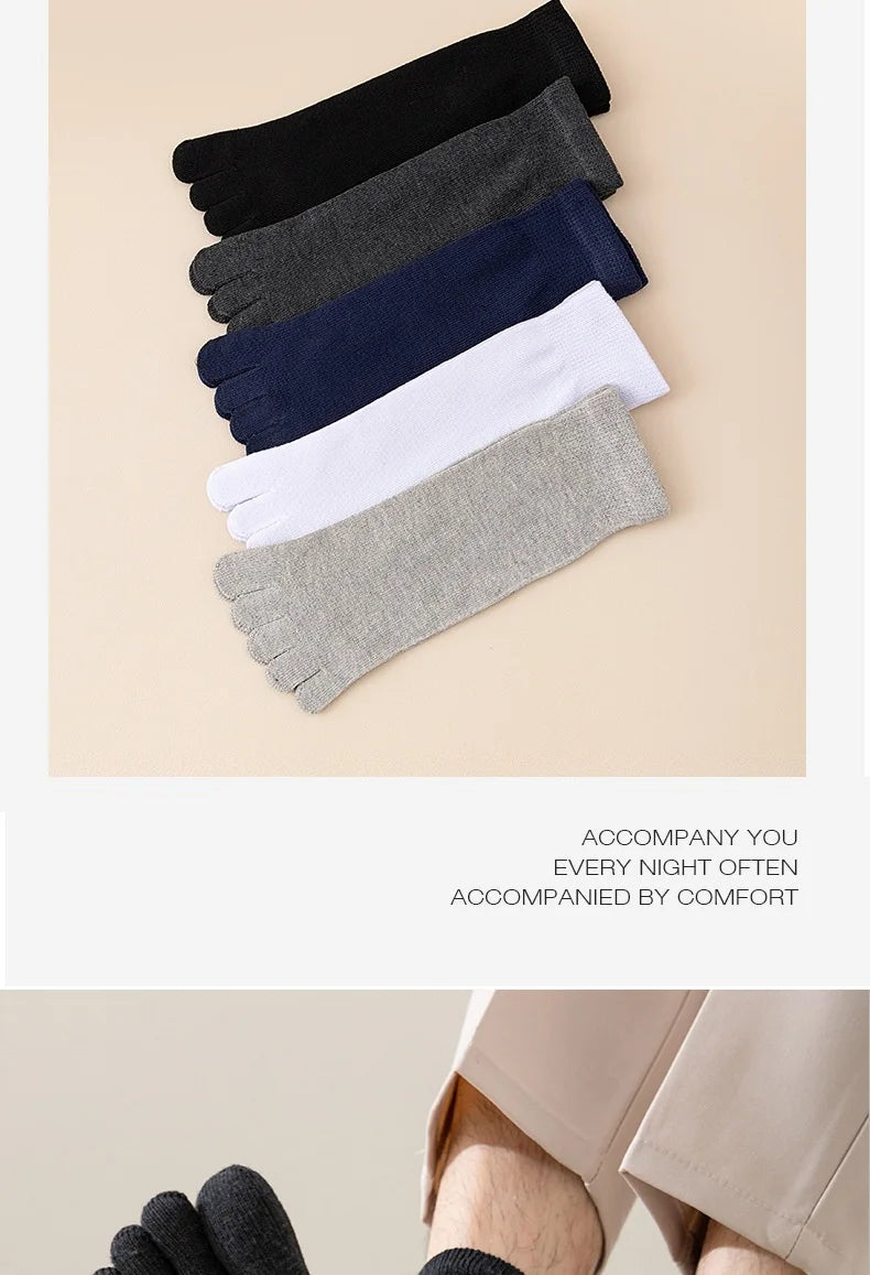Five Finger Socks Men's Pure Cotton Five Toe Socks Sweat Absorbing Mid Tube Split Toe Socks Toes Socks For Men