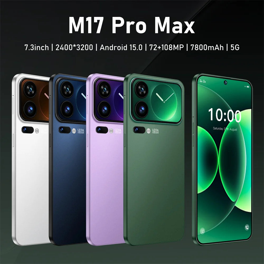 New Smartphone 5G 7.3HD For M17 Pro Max Dual Sim Card 22G+2TB Cheap Cell Phone Android Smart Mobile Phones Unlocked 8000mAh