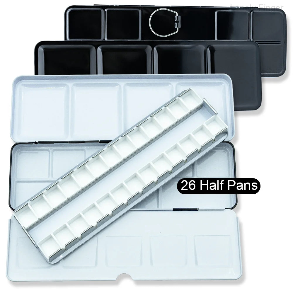 Empty Metal Watercolor Tin Palette Box With 14/26/52pcs Detachable Empty Watercolor Half Pans For DIY Travel Watercolor Palette