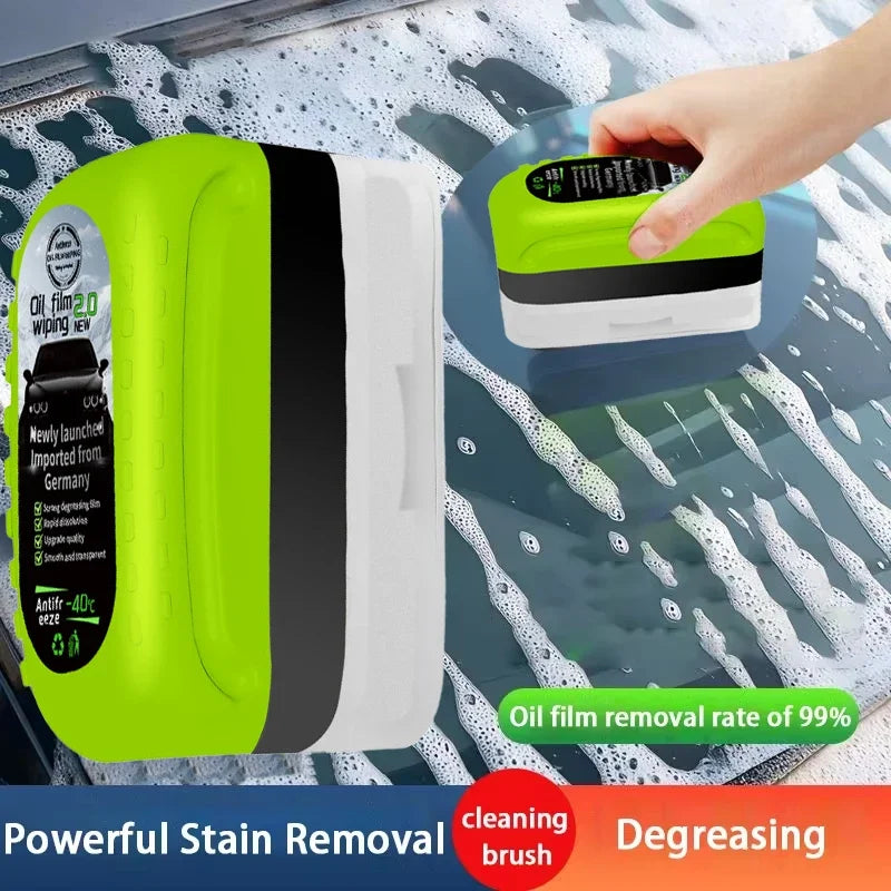 Car Glass Oil Film Cleaning Brush, Built-in Liquid Windscreen Cleaner, Remove Stains & Improve Driving Visibility