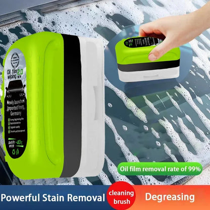 Car Glass Oil Film Cleaning Brush, Built-in Liquid Windscreen Cleaner, Remove Stains & Improve Driving Visibility