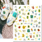 3d Nail Art Decals Elegant White RoyalBlue Roses Flowers Adhesive Sliders Nail Stickers Decoration For Nail Manicure