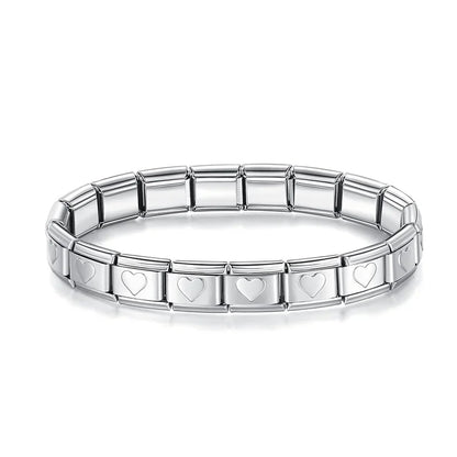 Hapiship 2024 Women's Jewelry 9mm Width Itanlian Elastic Star Heart Butterfly Charm Bracelet Fashion Stainless Steel Bangle ST-
