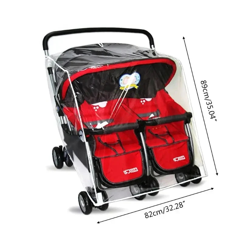 Universal Type Breathable Baby Pushchs Rain Cover For Twins Transparent Environmentally PVC Stroller Raincoat Wind Dust Shield