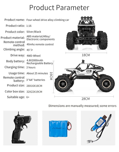 Oike RC Car Remote Control Climbing Vehicle Outdoor All Terrain 4X4 Off-road Trucks Rock Climber 4WD Buggy Racing Drift Cars Toy