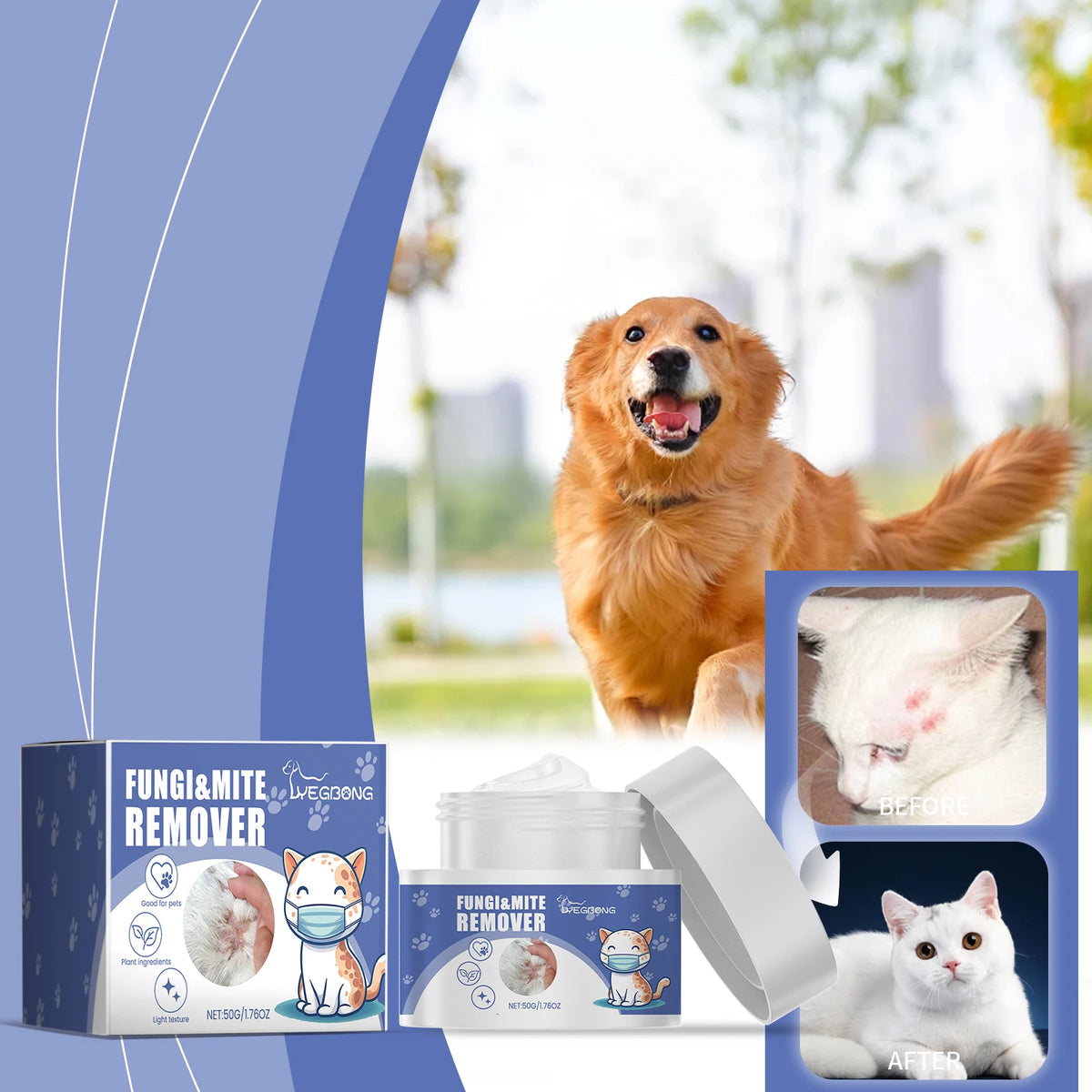 Pet Mite Removal Cream Effectively Combat Mites Quickly Clean Pets Skin Relieve Skin Itching and Discomfort Fungi & Mite Remover