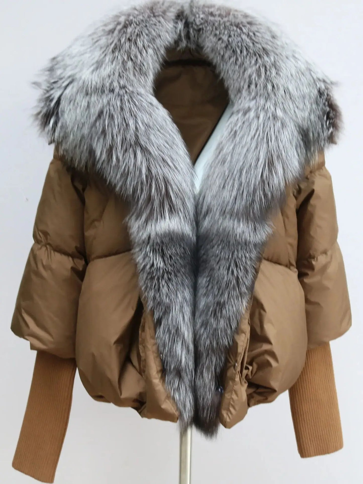Oversized Winter Warm Real Fox Fur Collar Black Down Coat Women Puffer Outerwear Jackets 2024 Autumn Winter