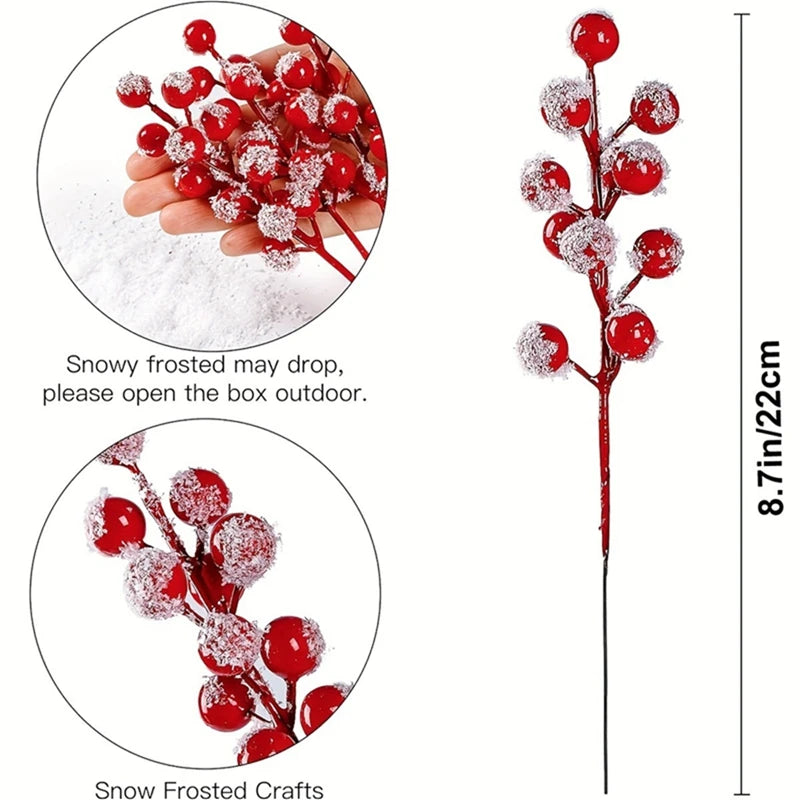5/10Pcs Chritsmas Decoration Snowflake Red Berry Branche Chritsmas Tree Pendant for Home Decor Xmas New Year 2025 Gift Accessory