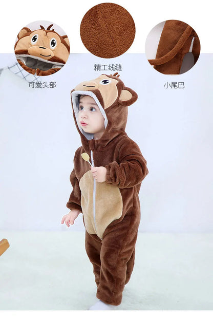 Baby Clothes Winter Pajamas Flannel Thermal Pijamas for Toddler Kids Boys Girls Squirrel Cow Onesies Infant Jumpsuit Pyjamas