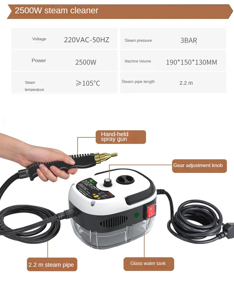 2500W Home Appliance Steam Cleaner High Temperature Pressurized Steam Cleaning Machine for Sofa,Air Conditioning Hood Car Cleane