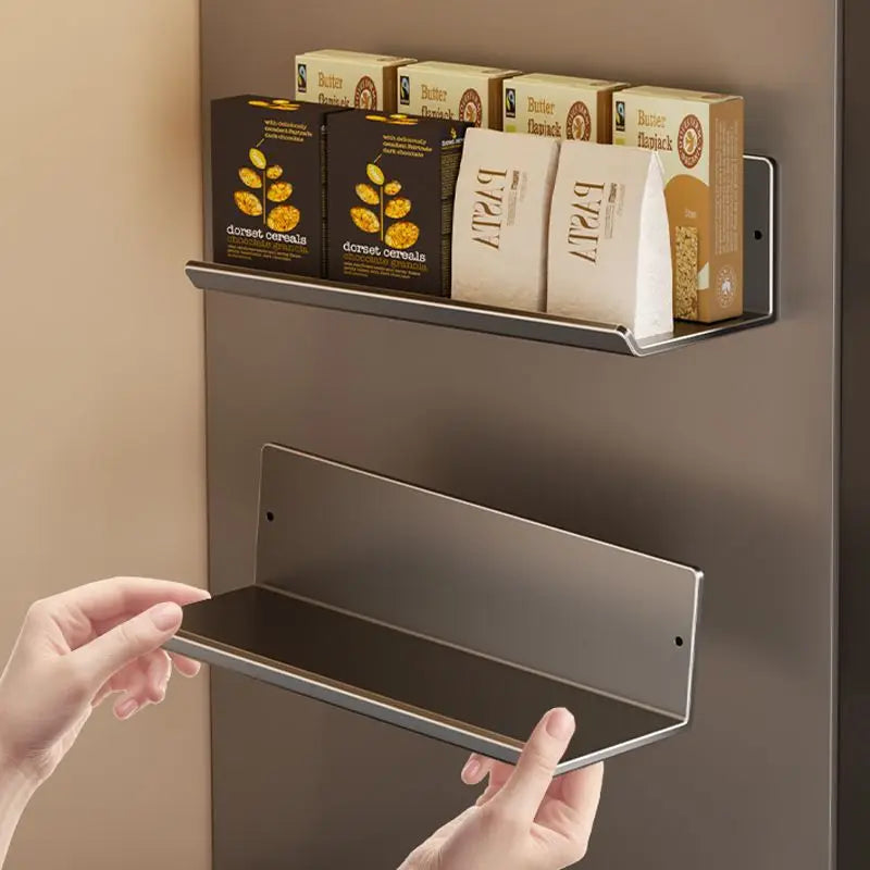 Punch-Free Wall Mounted Magnetic Fridge Shelf Kitchen Seasoning Spice Organizer Multifunctional Home Storage Box