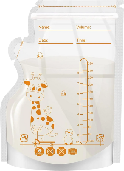 100 or 50 Pack  Disposable Breastmilk Storage Bags  250ml Capacity  Hospital-Grade, Self-Standing, Easy Pour Spout