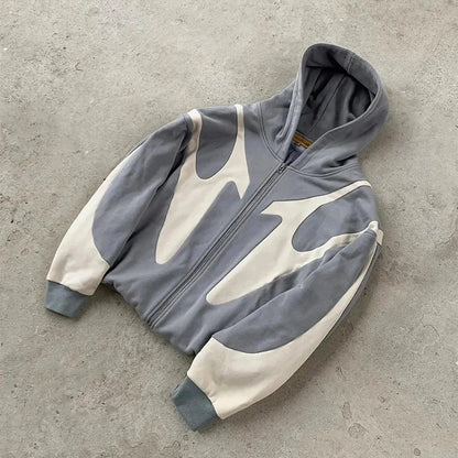 American Retro Letter Printed Devil Pattern Hoodie Y2k Harajuku Casual Couple Zipper Hoodies Sweatshirt Fashion Men's Clothing