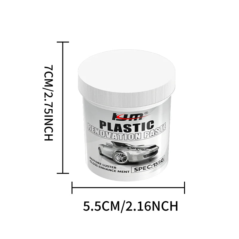 KJM Plastic Renovation Paste 155G Gloss Shine Protectant for Car Interior Dashboard Leather Seat Trim Dressing Restorer