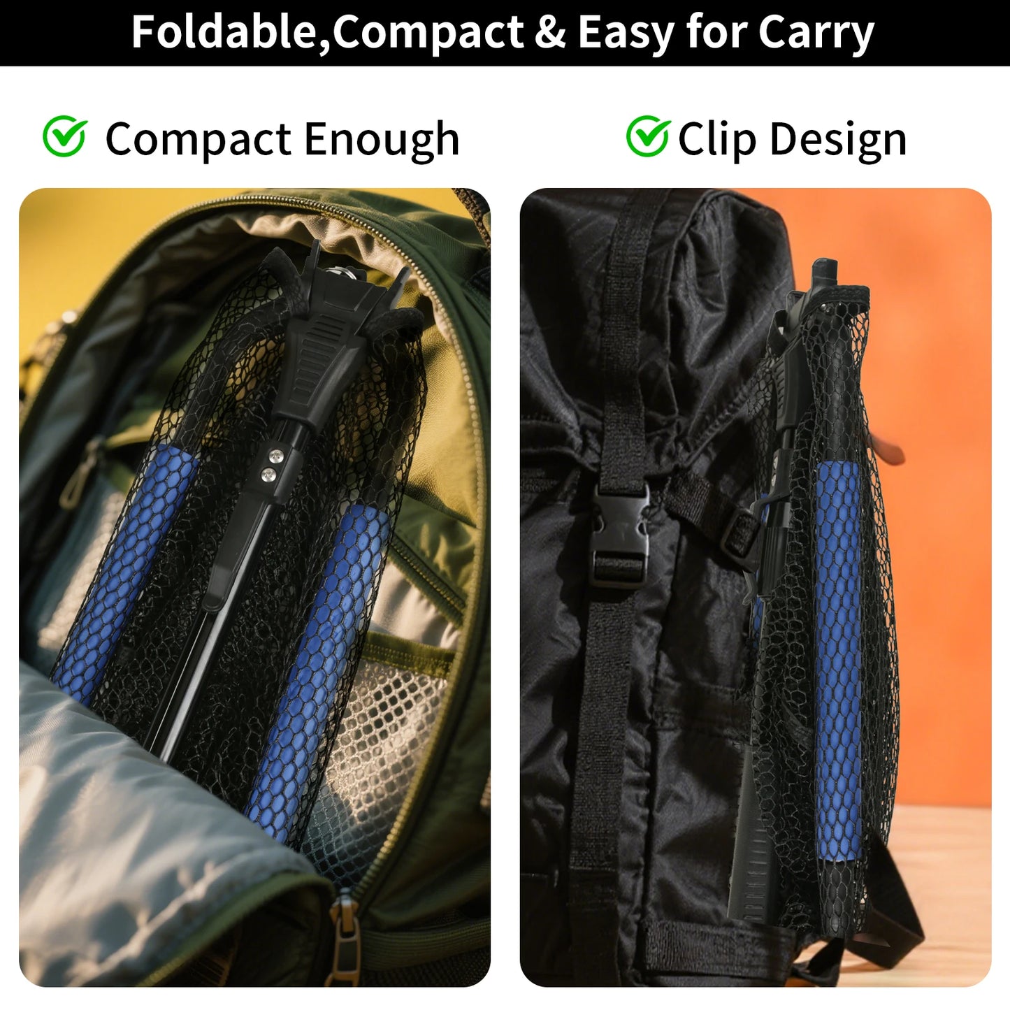 Telescopic Fishing Net with Blue Foam Rubber Coated  Foldable Collapsible Fish Landing Net for Saltwater Freshwater Fish Catch