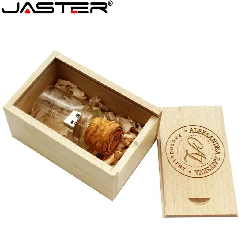 JASTER Glass Drift Bottle With Cork USB Flash Drive (Transparent) Pendrive 4GB 8GB 16GB 32GB 64GB 128GB Fashion Current Gift