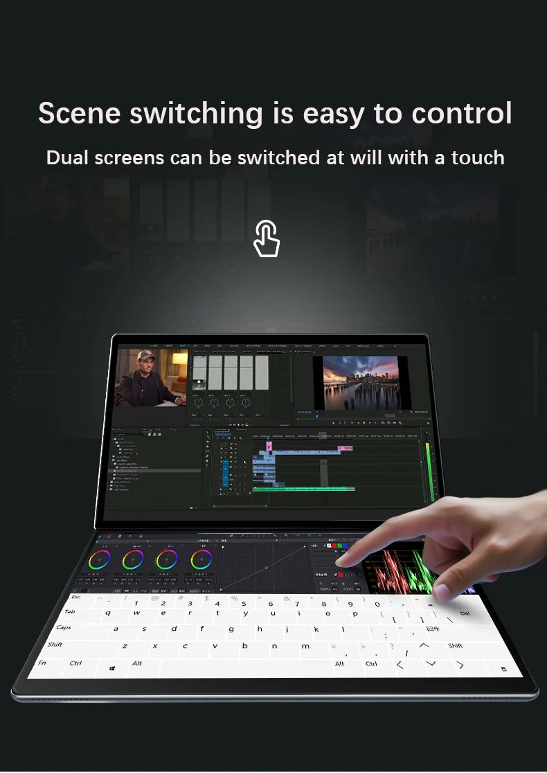 GLF-S2 10.9+10.95 Inch Dual Screen Laptop Intel I3 1215U N100 Touchscreen Notebook WIFI 6 180° Flip Win11 Laptop Tablet Computer