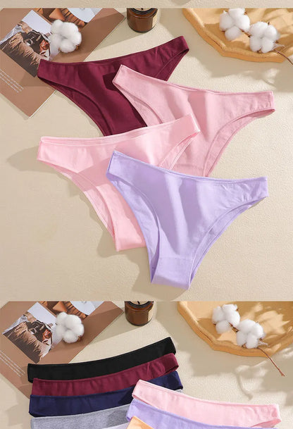 5PCS/Set Cotton Women's Panties Female Underwear Sexy Briefs Lingerie Smooth Comfortable Underpants Solid Color Pantys M-XXL
