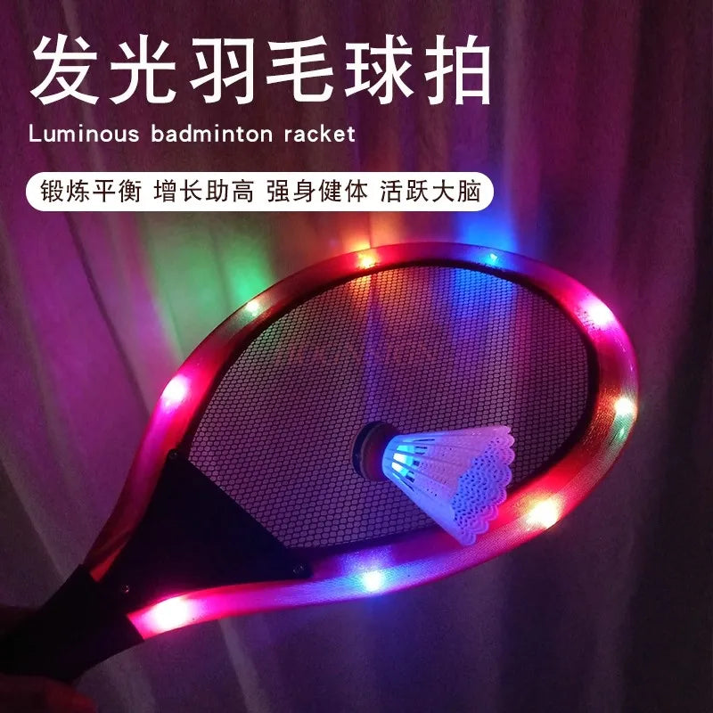 Glowing badminton rackets for children, primary school students, parent-child fitness, outdoor sports, mutual toys