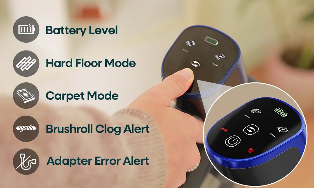 Erabros EV2 Cordless Vacuum Cleaner 450W 55Kpa High Suction Powerful Handheld Home Cleaner Capacity LED Display Floor Carpet