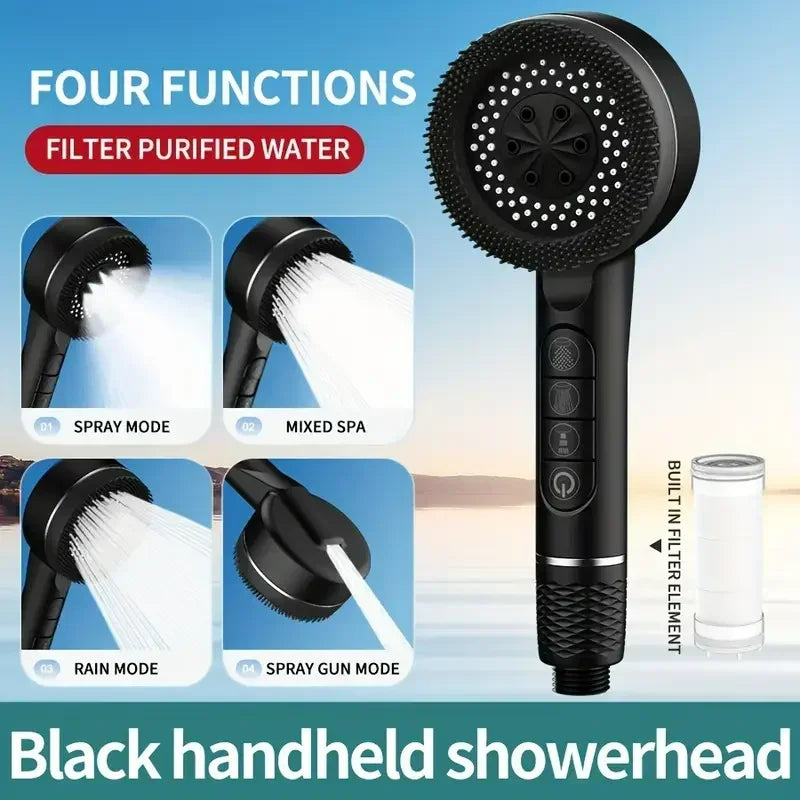 Four-speed Adjustment Filtered Supercharged Shower Head With Multi-functional Water Seal Home Shower Bathroom Accessories