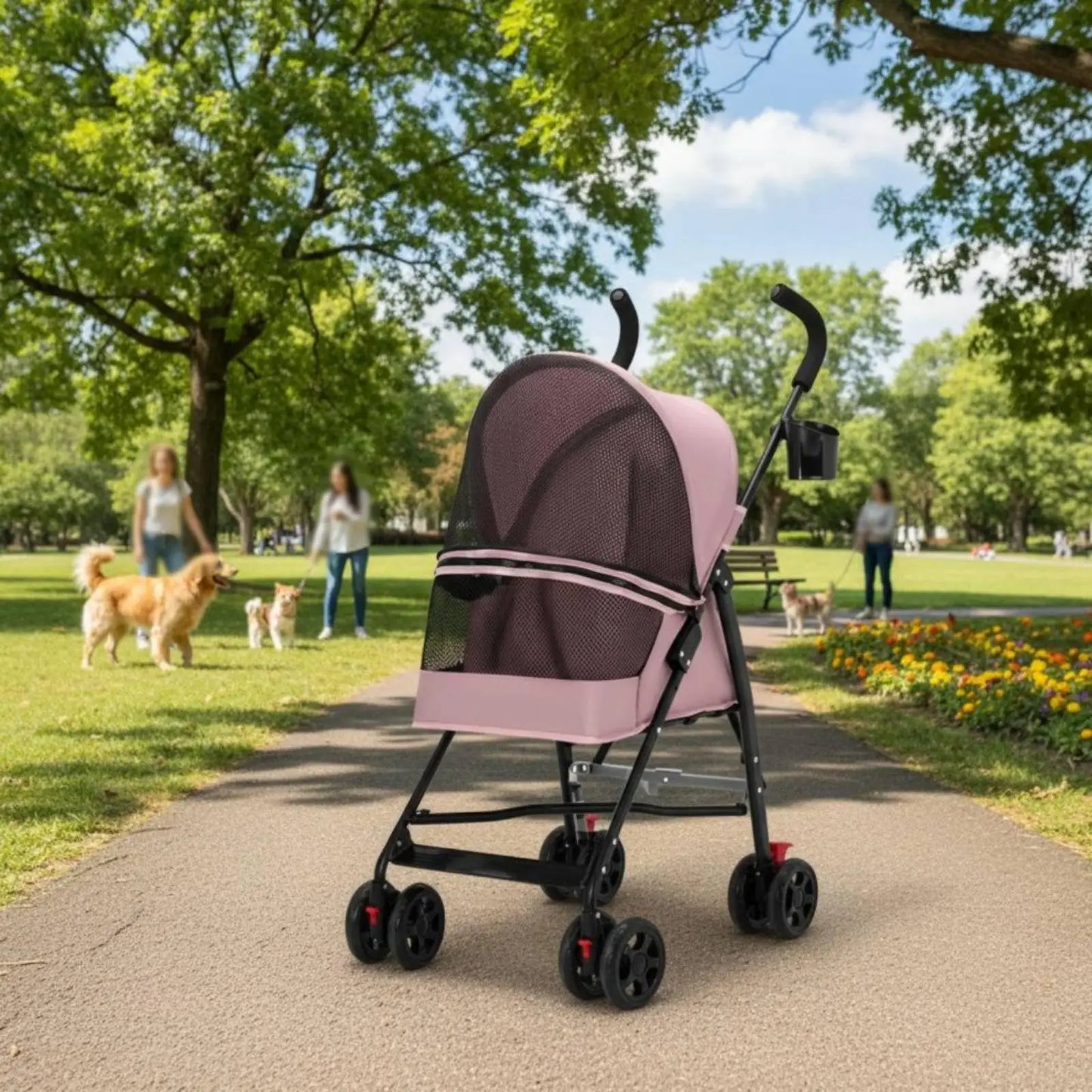 Foldable Carrier Lightweight Pet Dog Buggy Small Dog Stroller Cushion Travel Enclosure for Puppy Outings