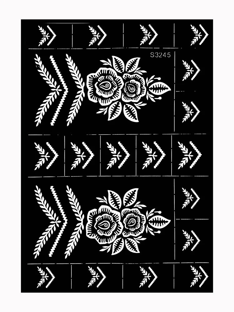 Flower Tattoo Stencil Reusable Henna Template for Hand and Body Henna Tattoo Design for Wedding Festival Party Tattoo Tools