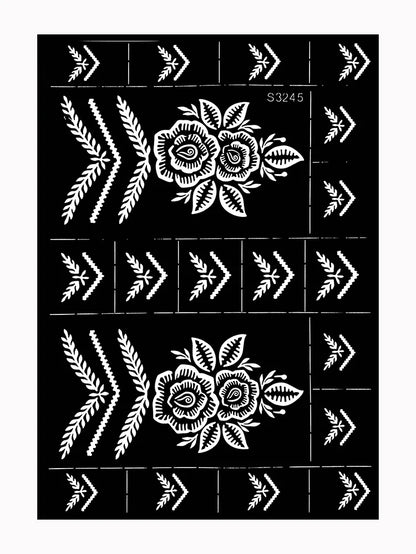 Flower Tattoo Stencil Reusable Henna Template for Hand and Body Henna Tattoo Design for Wedding Festival Party Tattoo Tools