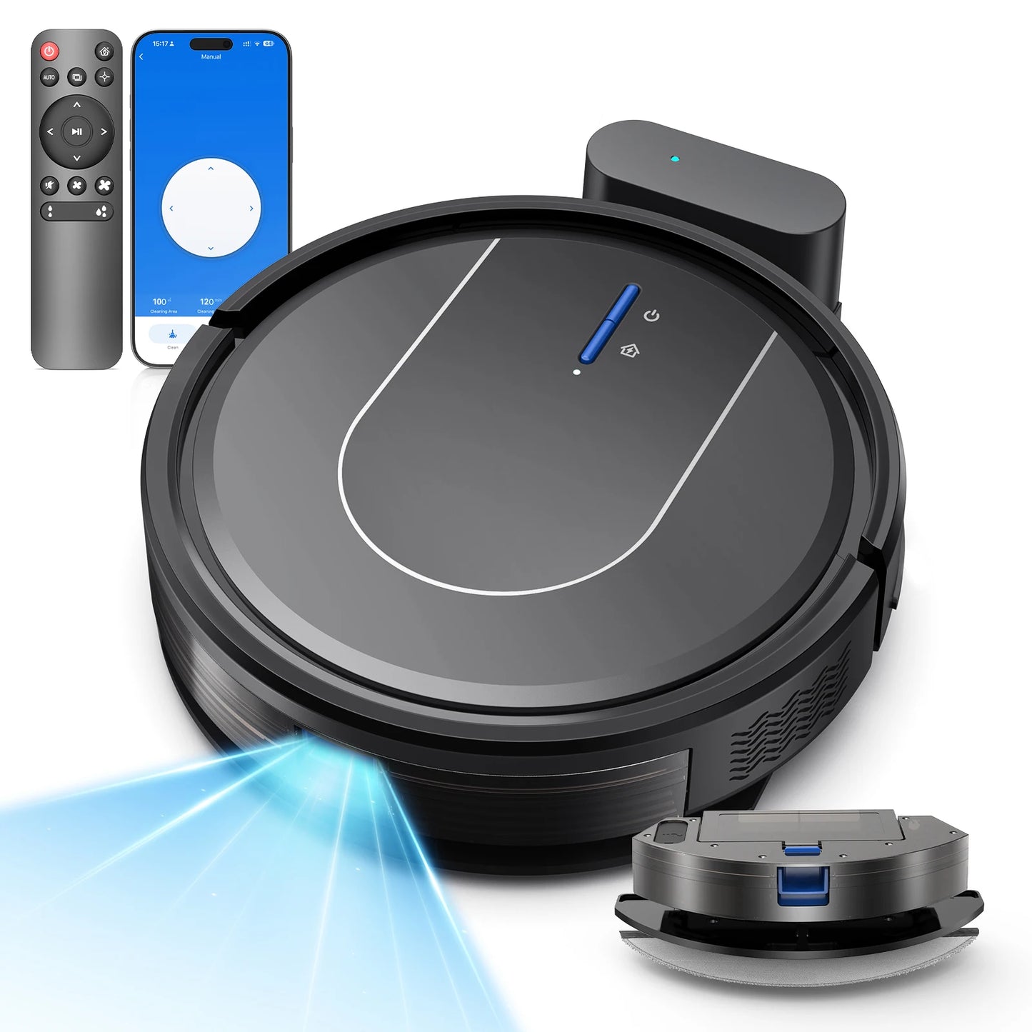 Vastorm E2 Robot Vacuum Cleaner 3-in-1 Floor Mop 5000Pa Powerful Suction with Auto-Charging Alexa/WiFi/App Control for Pet Hair Floors Cleaning