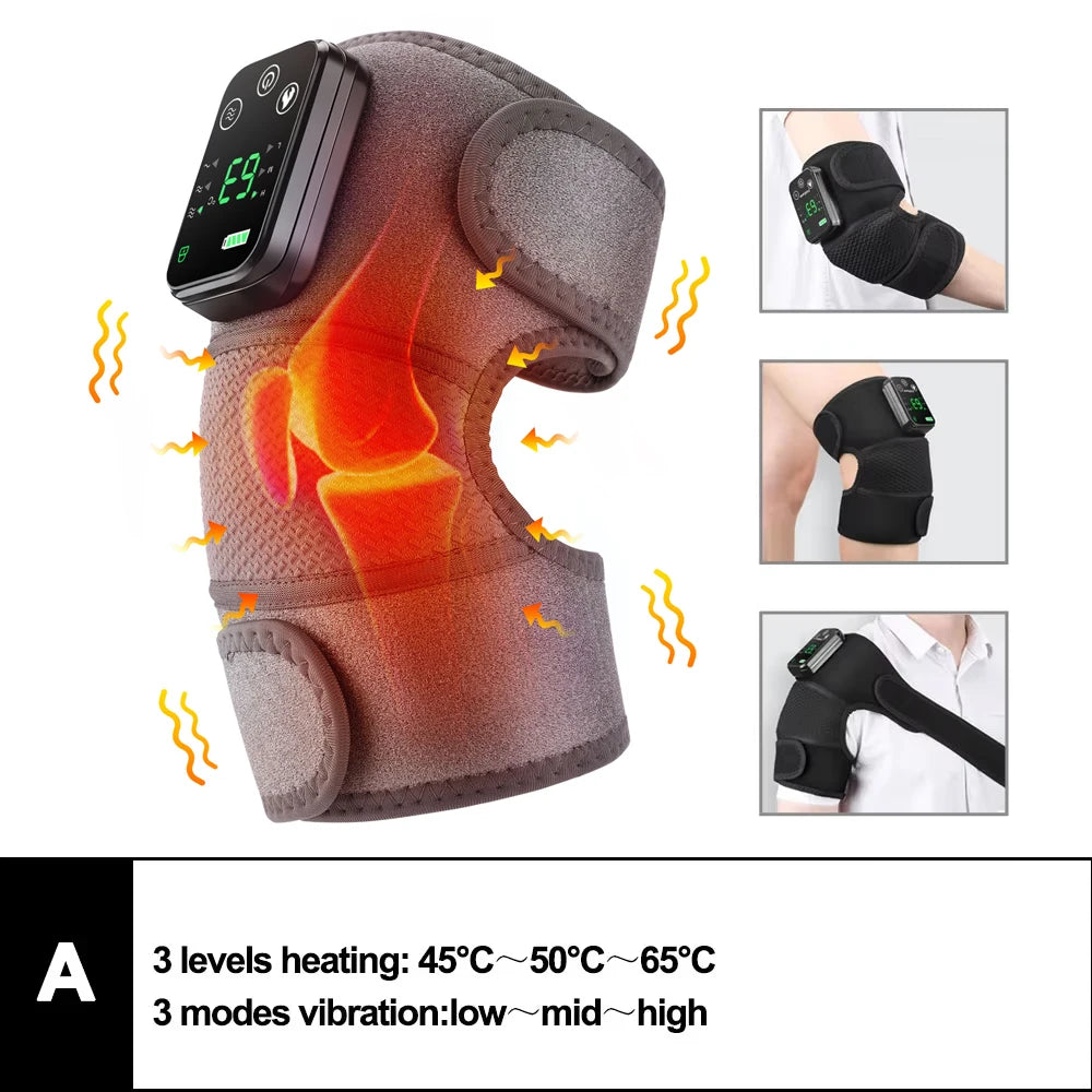Electric Heated Vibration Knee Massage Pad 3 in 1 Massager for Shoulder Elbow Hot Compress Thermal Joint Brace Muscle Relaxation