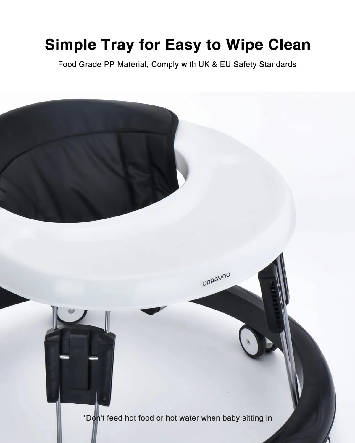 Adjustable Baby Walker Aids, Easy to Clean Tray, Universal Rollator, Anti-Rollover Folding Walker for Girls & Boys 6-18 Months