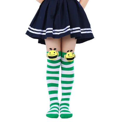 Halloween Knee High Socks Cosplay Striped Stockings for Halloween Girls Bee Costume 7-12Years