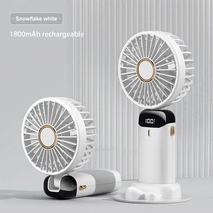 Mini Portable Handheld Fan Foldable Neck Hanging Fans 5 Speed USB Rechargeable Fan with Phone Stand and Display Screen 1800mAh