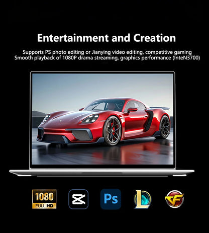 LENO 14.1"Ultra Slim Laptop Windows11 Intel 4405U 16GB 2TB SSD Gamer Notebook 1920*1080 Display Office Study Gaming Computer PC