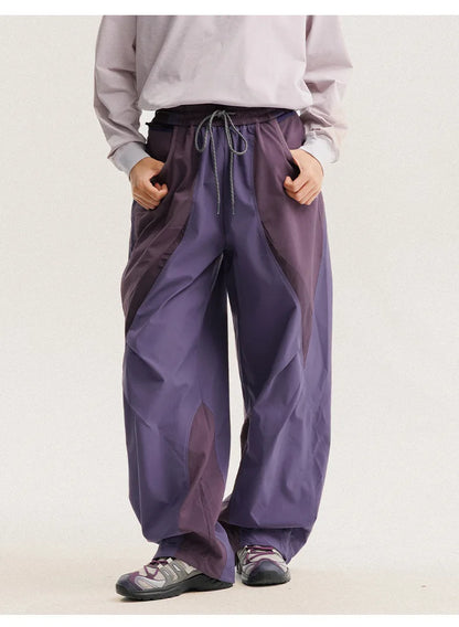 Men Outdoor Lightweight Quick Dry Ultra Loose Casual Splice Wide Leg Techwear Track Cargo Pants Women Streetwear Baggy Trousers
