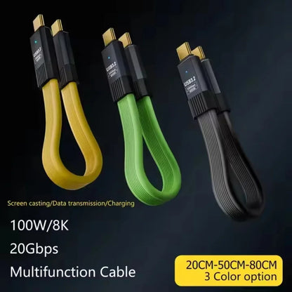 PD 100W Short USB C to USB C Cable Fast Charging 5A USB C Cord USB3.2 20Gbps Data Transfer 8K@60Hz Flat Data Charge Cable