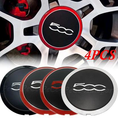 4Pcs 133mm For Fiat 500 New Hubcap Wheels Centre Hub Caps 68078419AC 68078421AC 51884863 Silver/Red Dust Cover