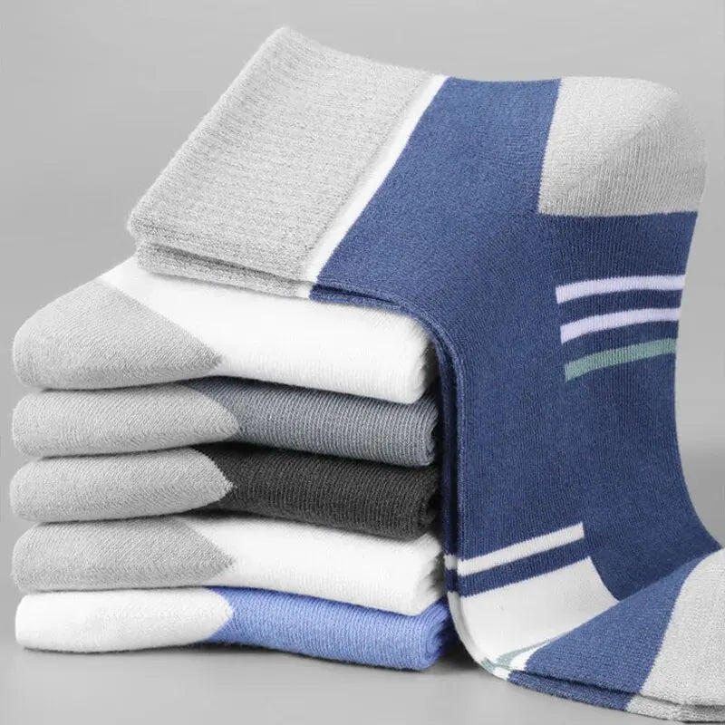 5 Pairs Socks MEN'S Mid-calf Spring and Autumn Sports Sweat Anti-odor MEN'S Socks Thin Sports Socks