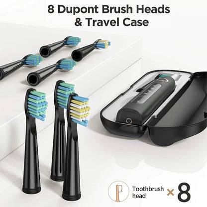 Fairywill FW507 Electric Sonic Toothbrush USB Charger Tooth 8Brush Replacement Waterproof Electronic Toothbrush with Travel Case