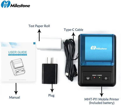 Milestone Portable Mini Wireless Thermal Printer Bluetooth Android Receipt Printing 58mm Office  Android Receipt Printer Epson p