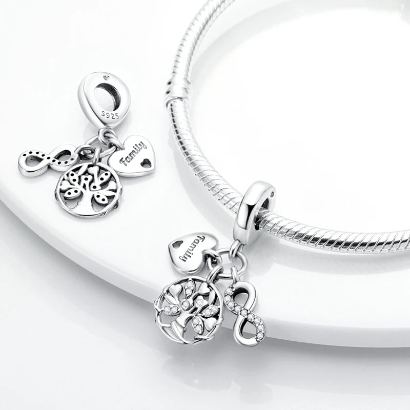 Original 925 Sterling Silver Charm Beads Clover Sunflower Tulip Carnation Pendant For Women Jewelry Fashion Gift